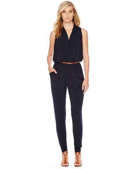 michael kors womens jumpsuits|Michael Kors sleeveless belted jumpsuit.